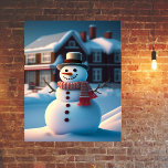 Snowman Town Illustration Poster<br><div class="desc">This snowman in a town illustration is a charming and playful image that captures the whimsy and beauty of a snowy winter day.  Rendered using state-of-the-art technology,  it has a whimsical and folk art-inspired appearance.</div>