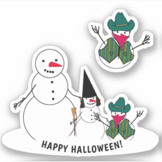 Snowman Trick-or-Treat Halloween  Sticker