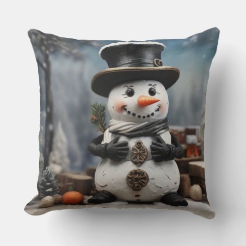 Snowman  Twinkle Sparks Joy in  Winter Wonderland  Throw Pillow