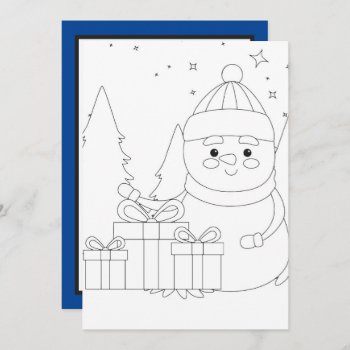 Snowman Unisex Kids Coloring Add Message  Note Card by DoodlesHolidayGifts at Zazzle