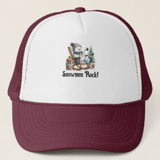 Snowman Unwinding Day in a Rocking Chair Trucker Hat