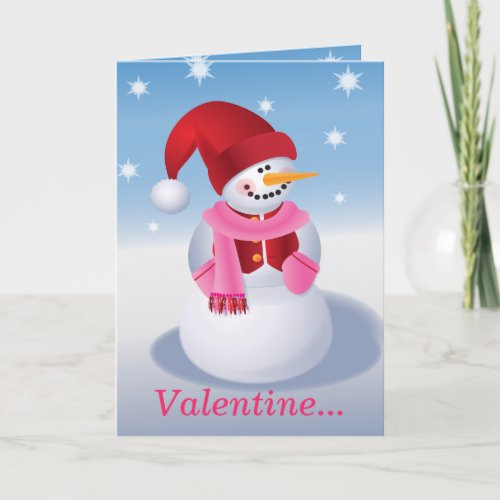 Snowman Valentine Holiday Card