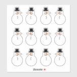 Snowman (Variety) Winter Holiday Christmas Fun Sticker<br><div class="desc">This super-fun sticker will brighten anyone's day! A white snowman has black coal eyes, smiling mouth, and buttons, a black top hat, and an extra-long orange carrot nose. In a variety of images, half the stickers have the snowman facing right, and the other half are a mirror image facing left....</div>