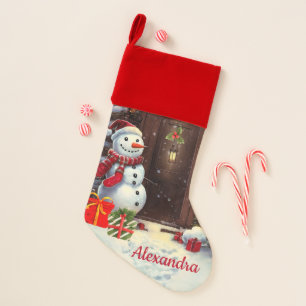 Snowman Vintage Christmas Scene Christmas Stocking