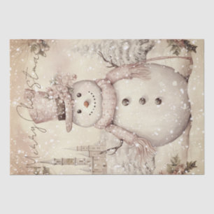 Snowman Vintage Pastel Pink Winter Christmas Tissue Paper