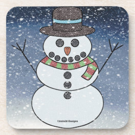 Snowman w/BG - Plastic Coaster