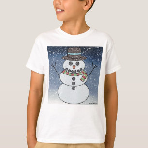 Snowman w/BG (white) - Boy's Basic T-Shirt