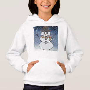 Snowman w/BG (white) - Girl's Hoodie