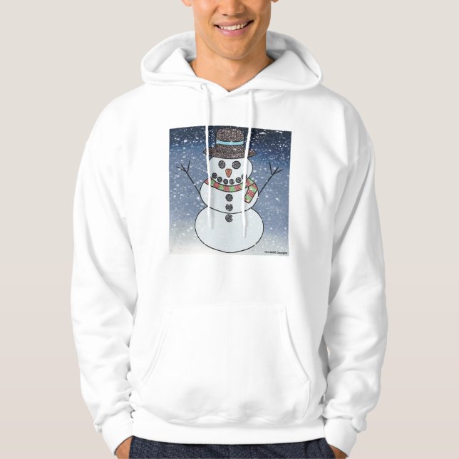 Snowman w/BG (white) - Men's Hooded Sweatshirt (Front)