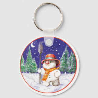 *Snowman walking in the night* Keychain