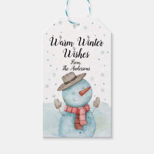 Snowman Warm Winter Wishes Gift Tag