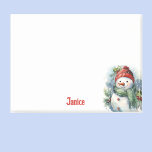 Snowman Watercolor Add Name Cute Christmas Gift Post-it Notes<br><div class="desc">Snowman Watercolor Cute Christmas Gift</div>