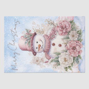 Snowman Watercolor Pink Winter Christmas Tissue Paper