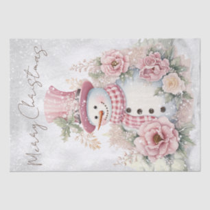 Snowman Watercolor Pink Winter Christmas Tissue Paper