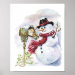Snowman Watercolor Winter Christmas Decoupage Poster<br><div class="desc">Snowman Watercolor Winter Christmas Decoupage Print</div>