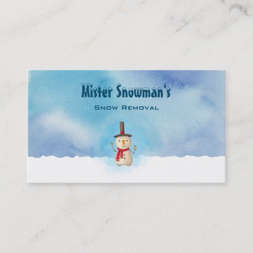 Snowman Waving And Smiling In Cold Winter Snow Business Card