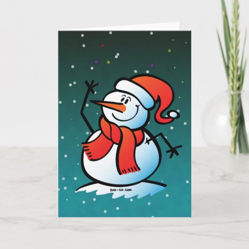Snowman Waving Hello Holiday Card