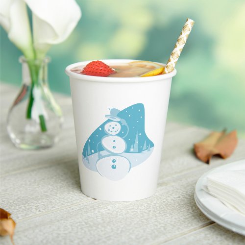 Snowman Wearing A Top Hat Paper Cups