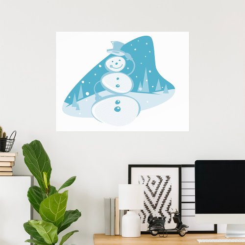 Snowman Wearing A Top Hat Poster