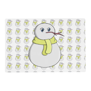 Snowman wearing a yellow scarf placemat
