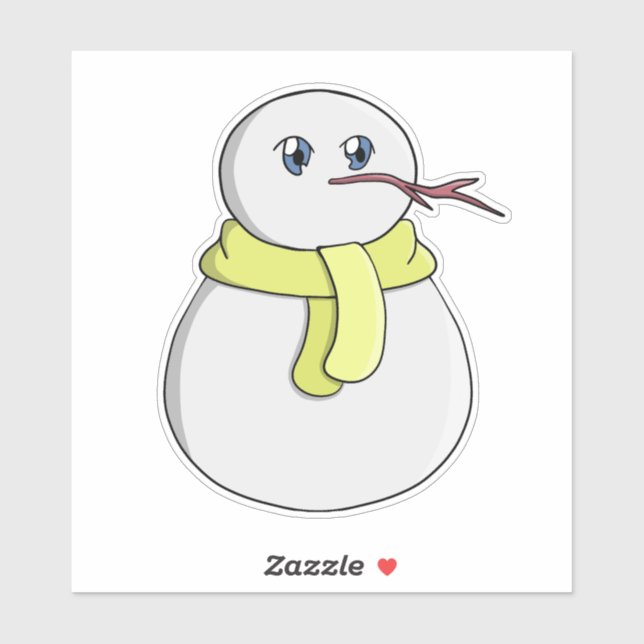 Snowman wearing a yellow scarf sticker (Sheet)
