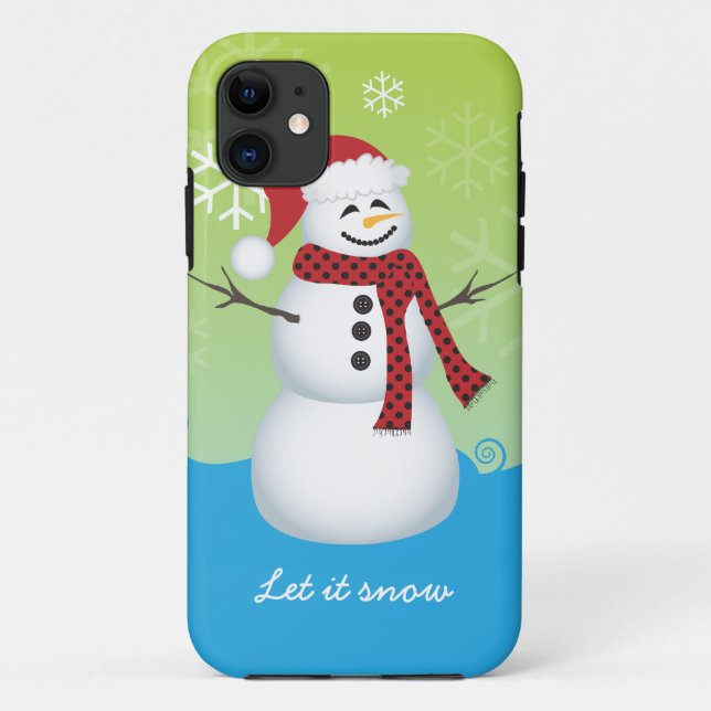 Snowman wearing Santa hat Case-Mate iPhone Case (Back)