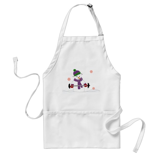 Snowman Weight Lifting Adult Apron (Front)