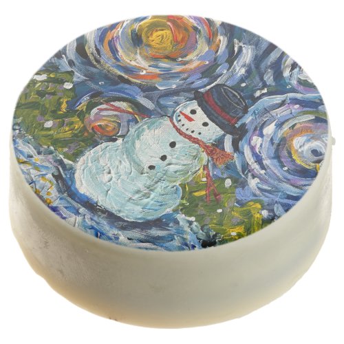 Snowman WhiteMilk Chocolate Dipped Cookie