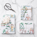 Snowman White Rabbit Trees Watercolor Christmas Wrapping Paper Sheets<br><div class="desc">Three different sheets with snowmen,  rabbits,  trees,  houses,  and snow.</div>