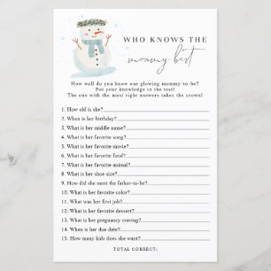 Snowman Who knows mommy best baby shower game