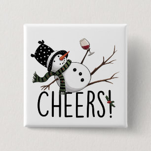 Snowman Wine Christmas Funny Drinking Wine Santa Button