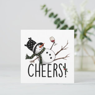 Snowman Wine Christmas Funny Drinking Wine Santa  Holiday Card