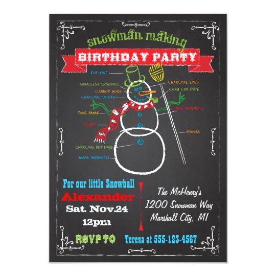 Snowman Winter Birthday Party Invitations | Zazzle.com