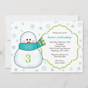 Snowman Winter Birthday Party Invites