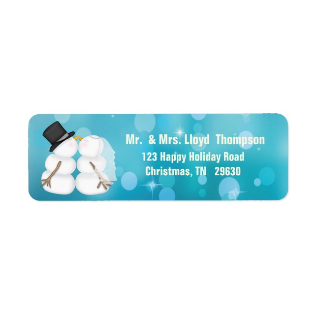 Snowman Winter  Bride and Groom Label (Front)