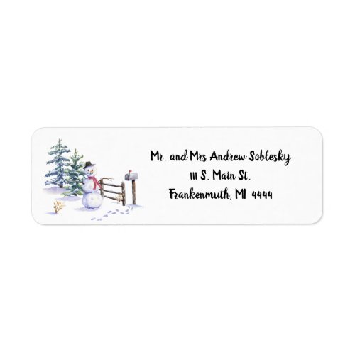 Snowman Winter Christmas Return Address Label