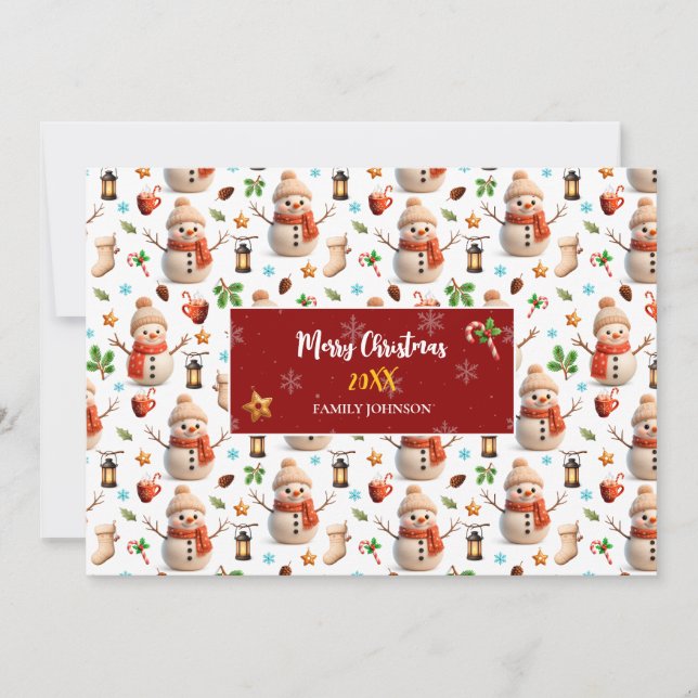 Snowman Winter Holiday - Merry Christmas Card (Front)