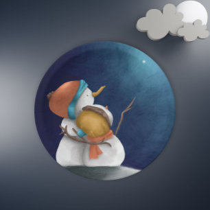 Snowman Winter Holiday Paper Plates