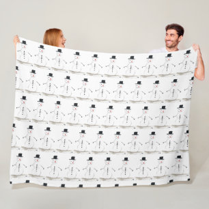 Snowman Winter Holiday Xmas Bath Retro Vintage Fleece Blanket