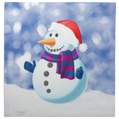Snowman Winter Merry Christmas Snow Cloth Napkin