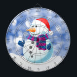 Snowman Winter Merry Christmas Snow Dartboard<br><div class="desc">Cute Snowman in snow Christmas Theme Doormat.</div>