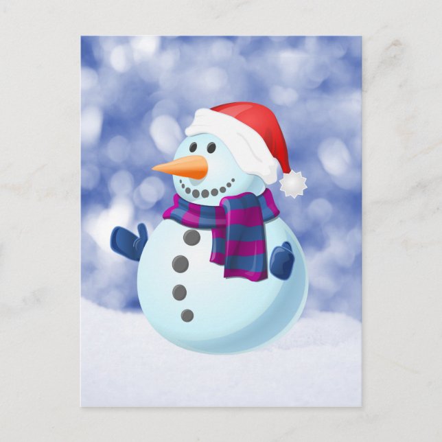 Snowman Winter Merry Christmas Snow Holiday Postcard (Front)