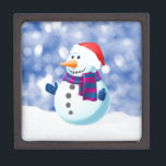 Snowman Winter Merry Christmas Snow Keepsake Box<br><div class="desc">Cute Snowman in snow Christmas Theme Doormat.</div>