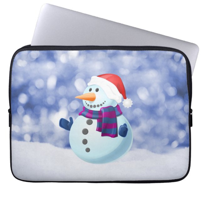Snowman Winter Merry Christmas Snow Laptop Sleeve (Front)