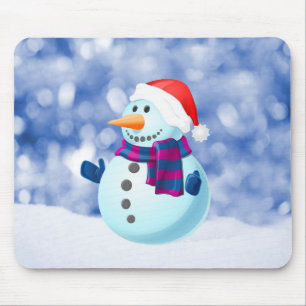 Snowman Winter Merry Christmas Snow Mouse Pad