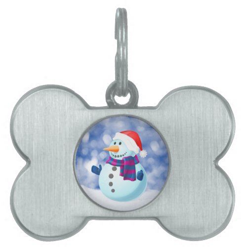 Snowman Winter Merry Christmas Snow Pet Tag