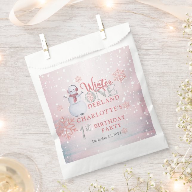 Snowman Winter ONEderland 1st Birthday Favor Bag (Clipped)