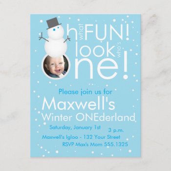 Snowman Winter Onederland 1st Birthday Invitations by BarbaraNeelyDesigns at Zazzle