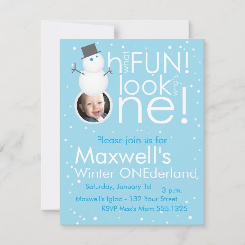 Snowman Winter ONEderland 1st Birthday Invitations