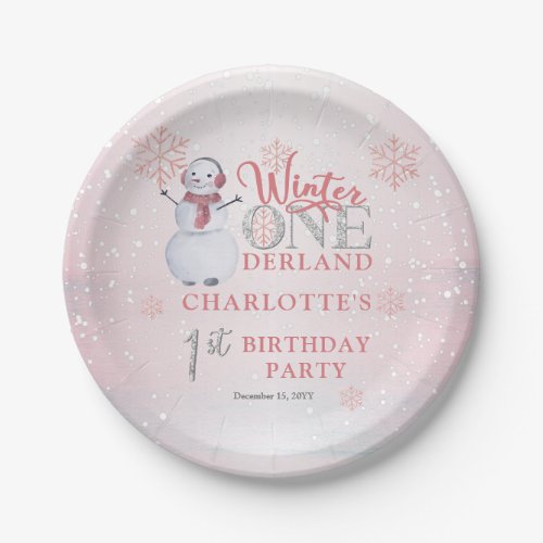 Snowman Winter ONEderland 1st Birthday Paper Plates